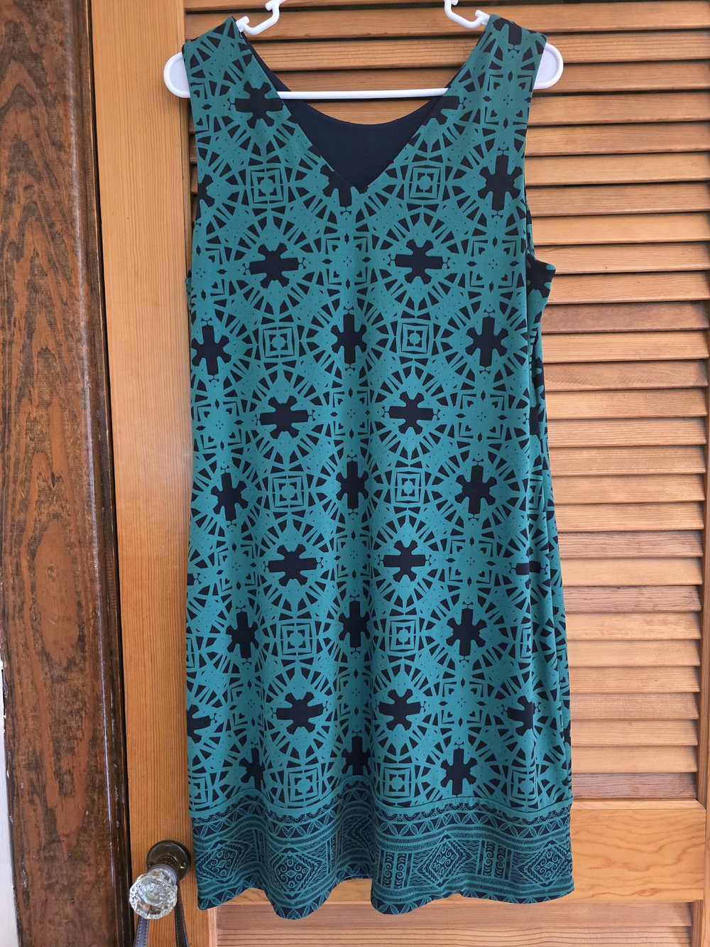 Magnolia Grace Reversible Teal Black Geometric Dress Size L